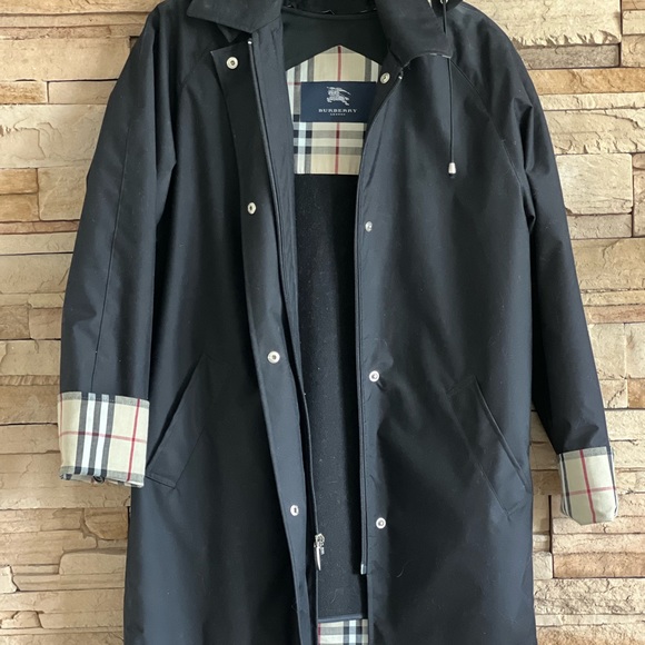 Black Burberry rain jacket with removable inside lining